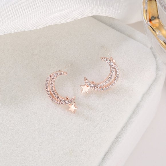 💕Last one Moon Stars Stud Earrings - Picture 4 of 6